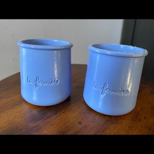 La Fermiere terra cotta pottery periwinkle blue